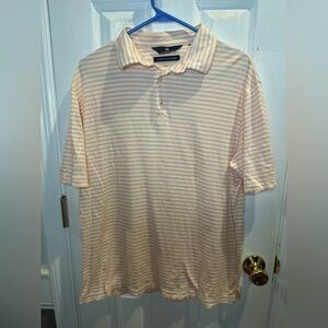 Hart Schaffner‎ Marx Men’s Hartsoft Luxury Cotton Striped Polo Shirt Peach L